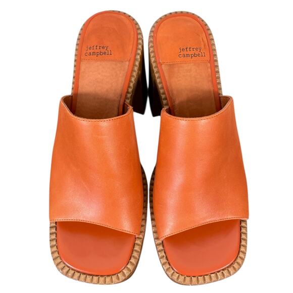 Jeffrey Campbell Anthropologie Concert Heels Honey Orange Leather Mule Size 8 - Picture 6 of 10